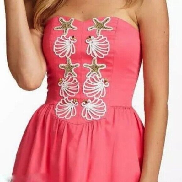 Lilly PULITZER Mayfield Pink Seeing Stars Strapless Fit Flare Dress - Picture 2 of 14